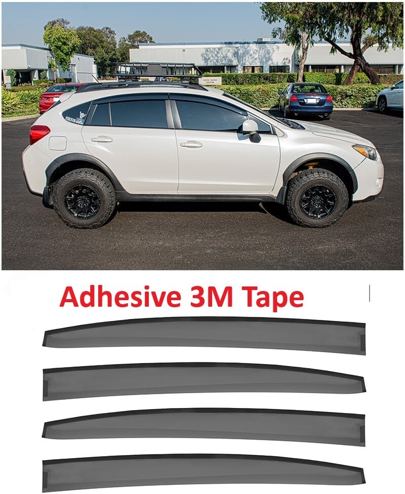Window Visor Rain Guard Black Trim Smoke Tinted Fit Subaru XV Crosstrek 18-2023