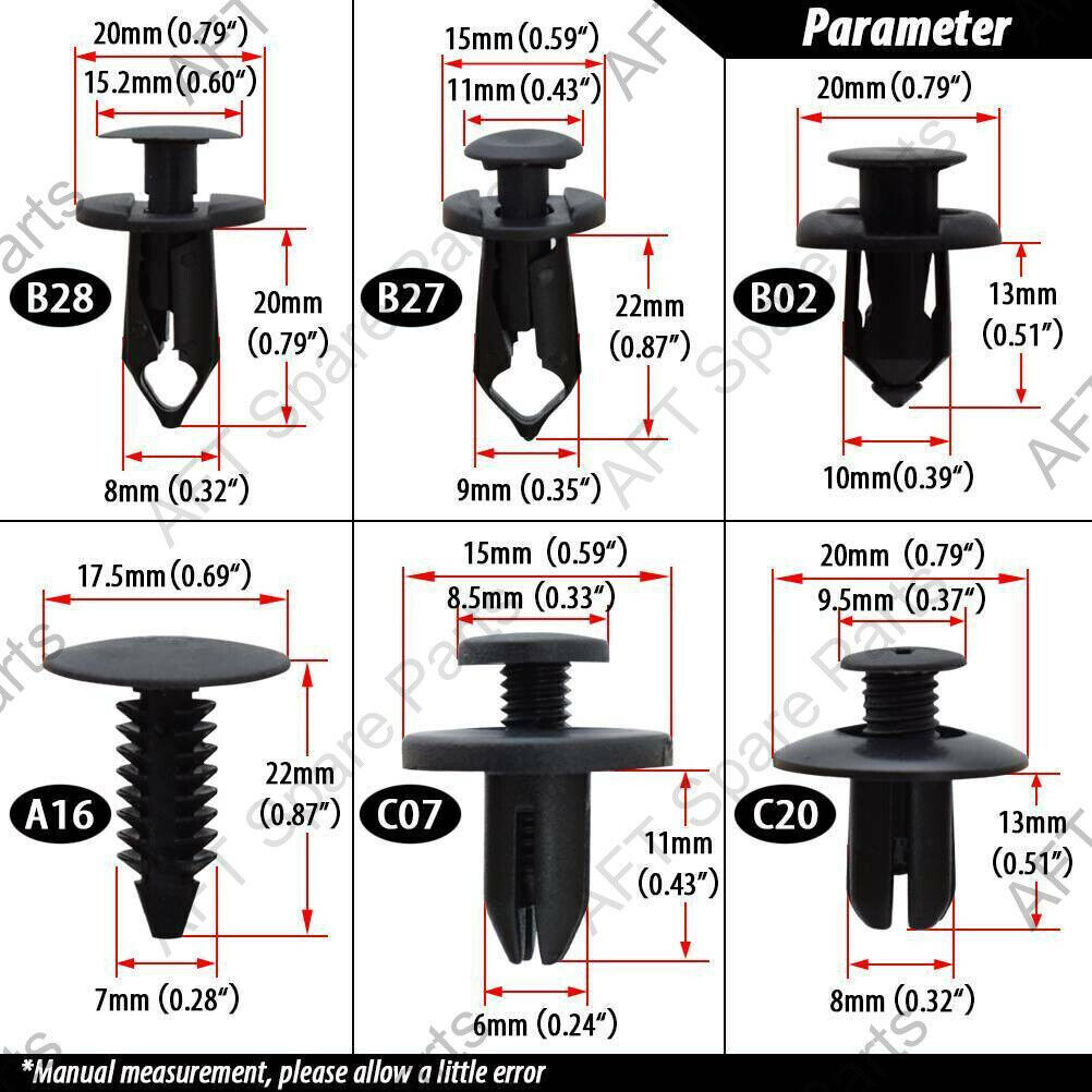 190Pcs Auto Fastener Plastic Fastener Rivet Car Push Pin Rivet Trim Clips Kit US