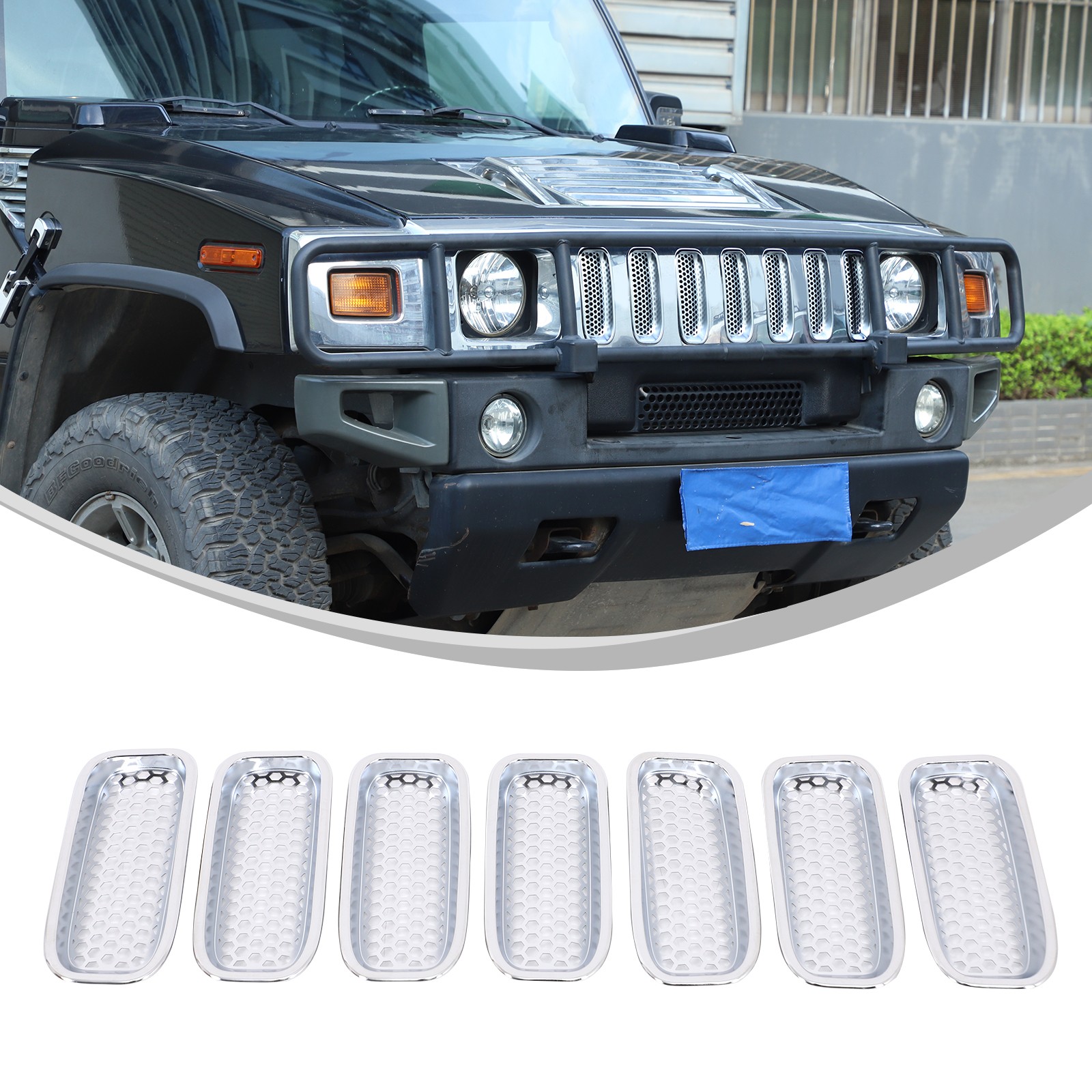 Silver ABS Front Grille Bug Screen For Hummer H2 2003-2009 US