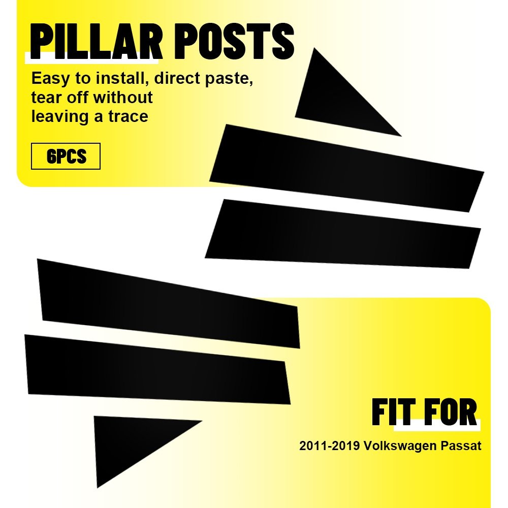 For Black Sedan VW Pillar 2011-2019 Door Posts Cover Window Set Trim