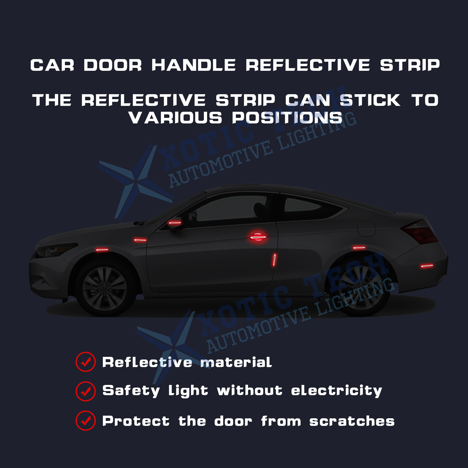 3D Door Handle Night Reflective Guard Sticker Strip For Dodge Challenger Charger