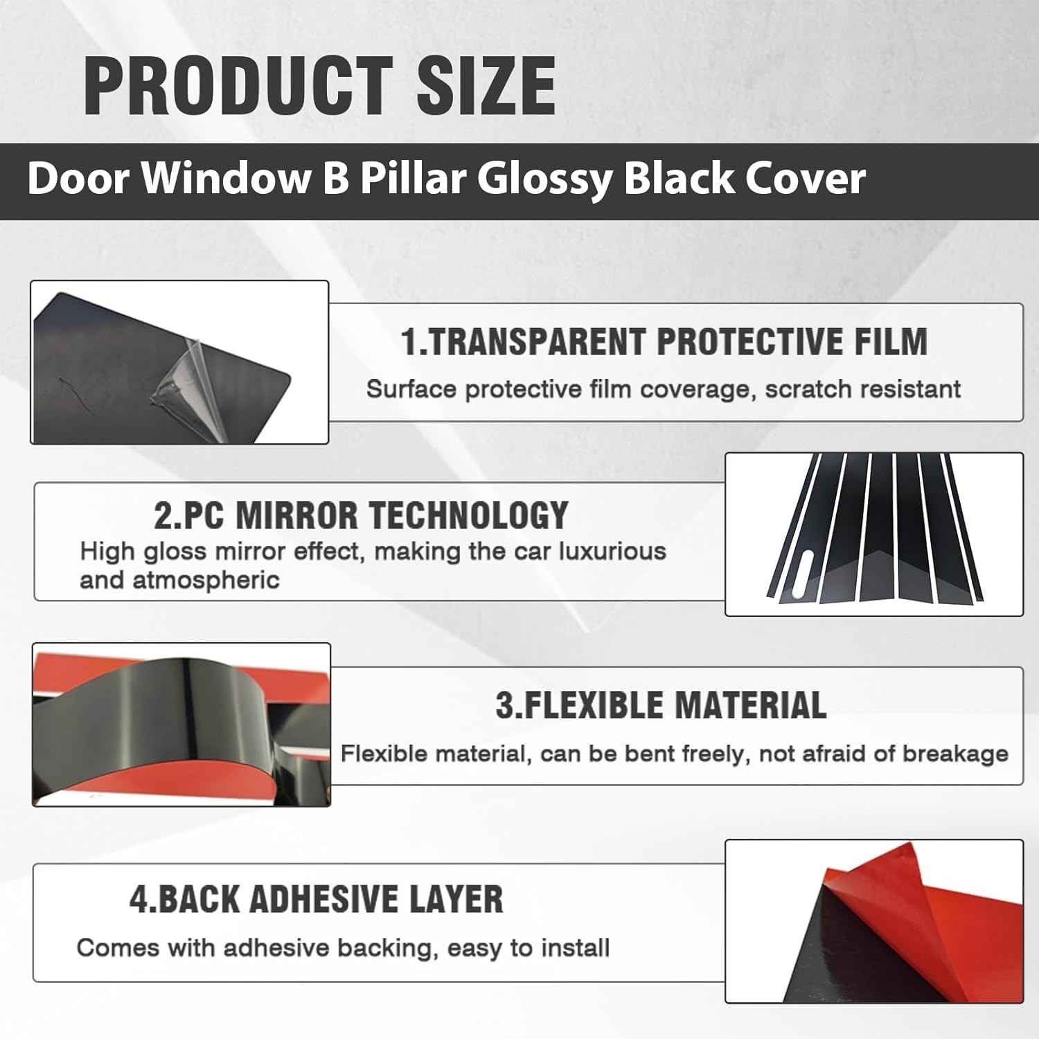 7PCS Glossy Black Door Window B Pillar Trim Kit for F-ord Explorer 2002-2010