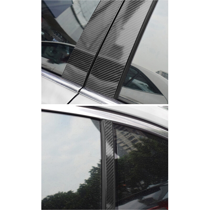 6X For Audi A3 Sedan 2021-2024 Carbon Fiber Pillar Posts Window Door Trim Cover