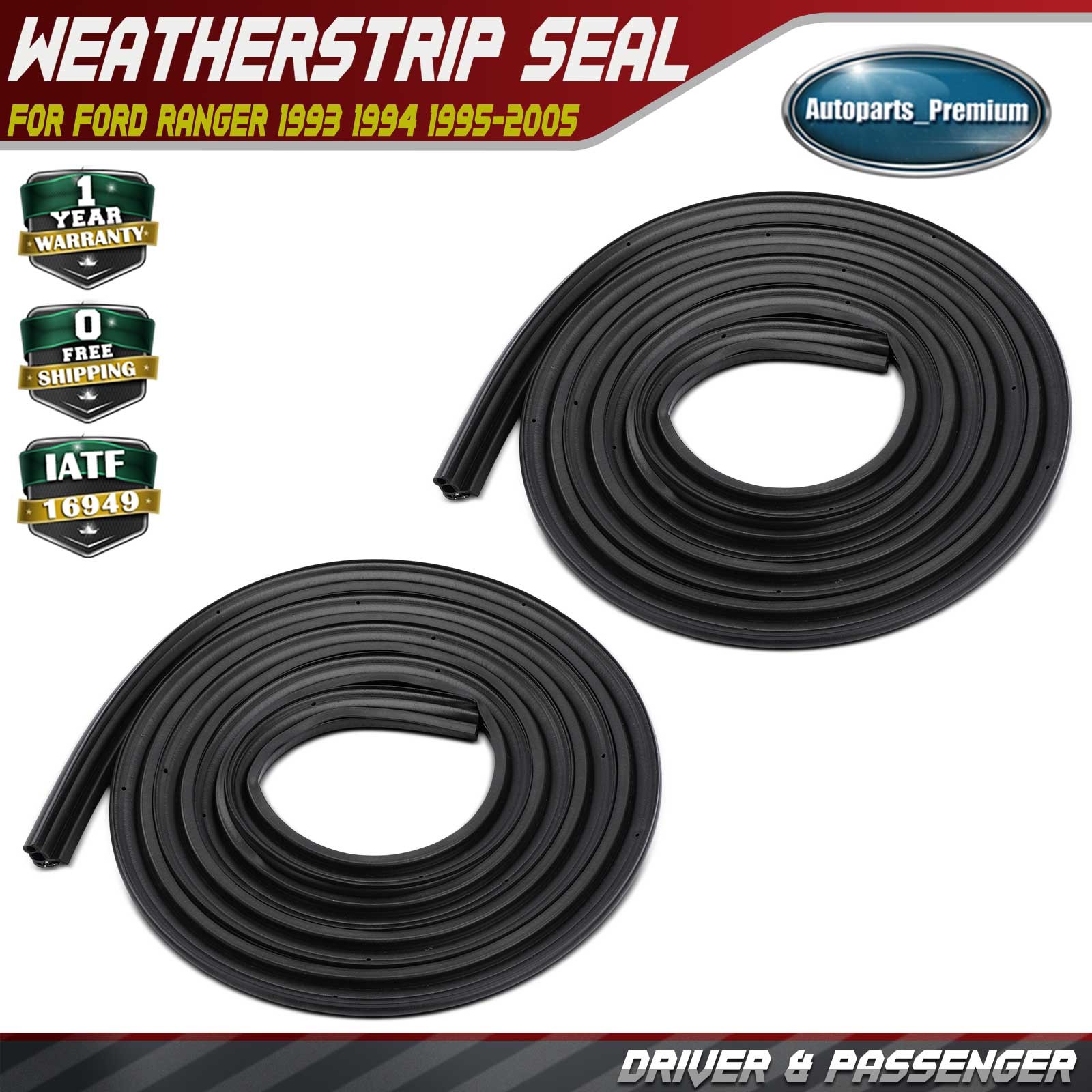 2x Left & Right Door Weatherstrip Seal for Ford Ranger 1993-2005 1L5Z1020708BA