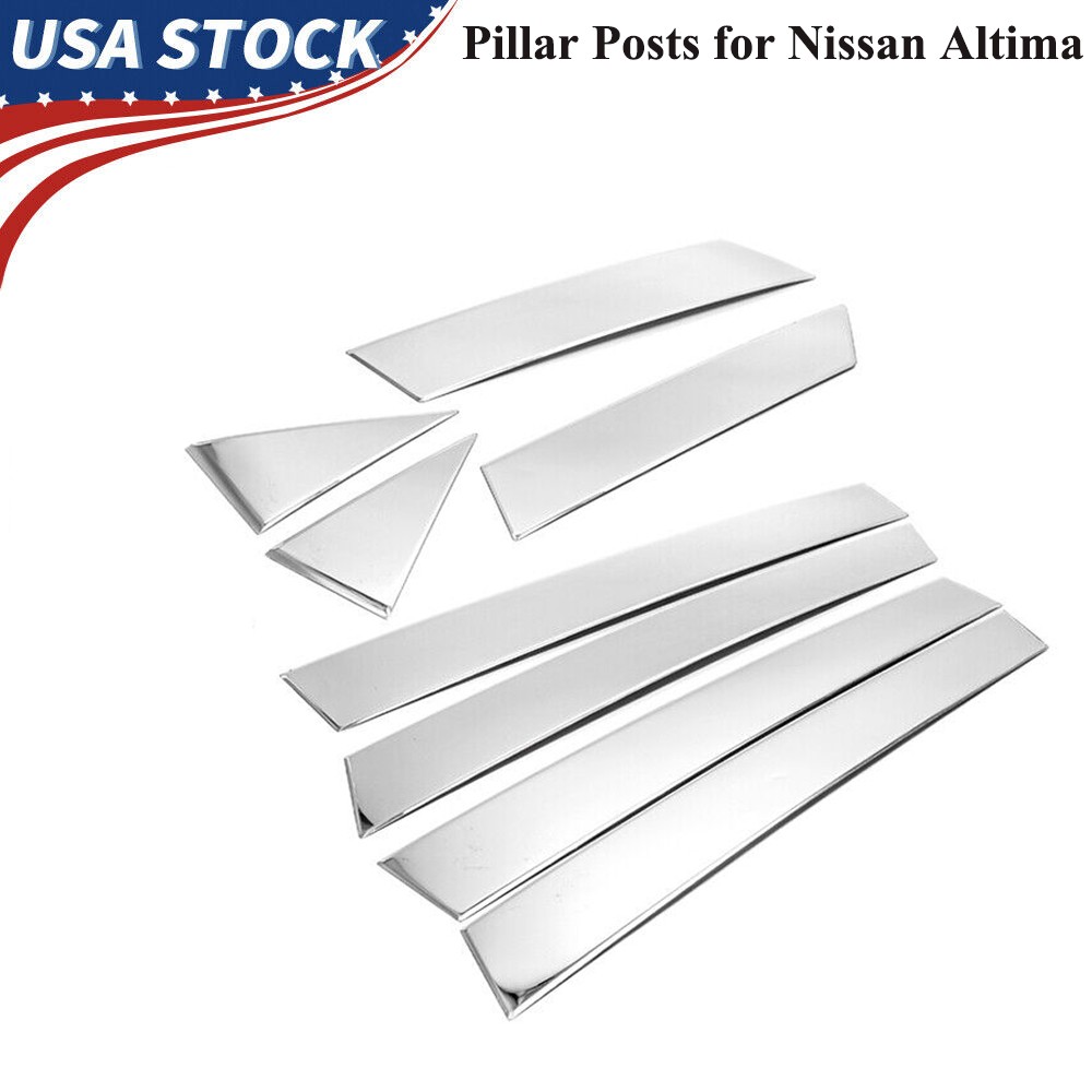 Chrome Acrylic Pillar Posts Window Door Trim Covers for Nissan Altima 2013-2018