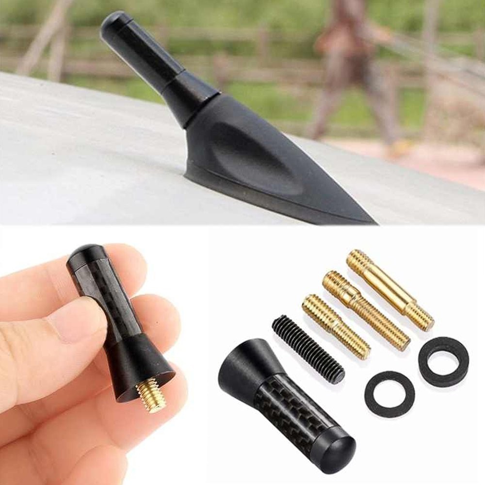 Black Carbon Fiber TRD Sports Short Antenna For Toyota 1.4″ General Purpose US