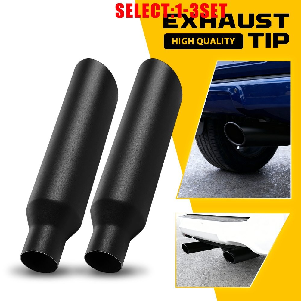 Black Angle Cut Stainless Steel Exhaust Tips 2.5″ Inlet 4″ Outlet 18″ 2-6X