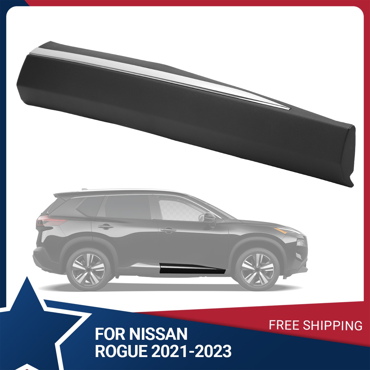 For 2021-2023 2024 Nissan Rogue Right Left Side Door Trim Chrome Molding Trim
