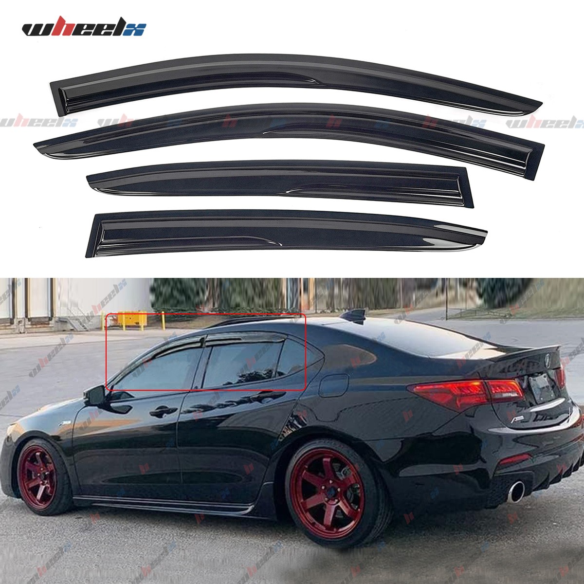JDM MUG STYLE 3D WAVY WINDOW VISOR RAIN GUARD DEFLECTOR FOR 2015-2020 ACURA TLX