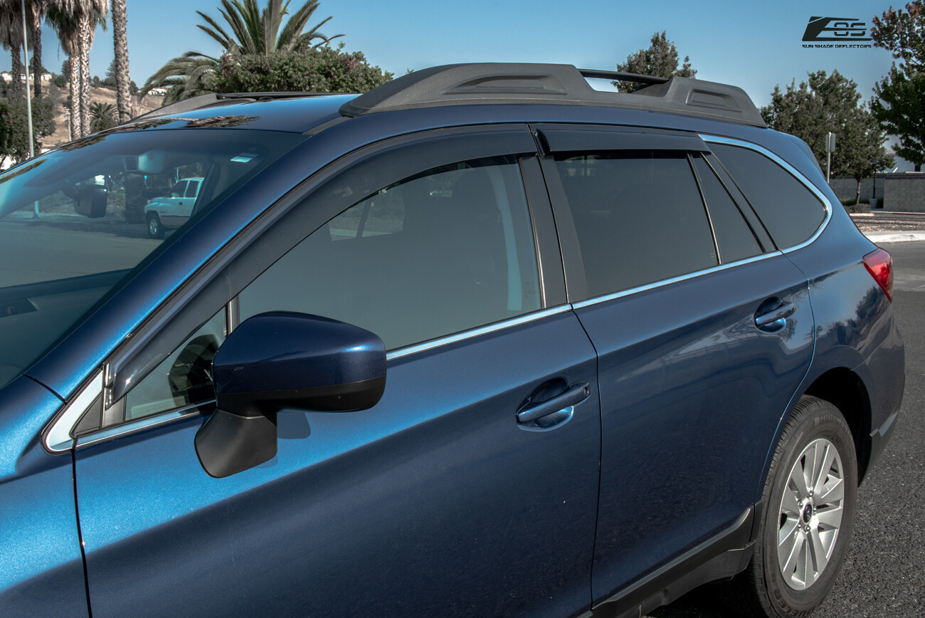 For 15-19 Subaru Outback JDM Tape-On Smoke Tinted Side Window Visors Rain Guards