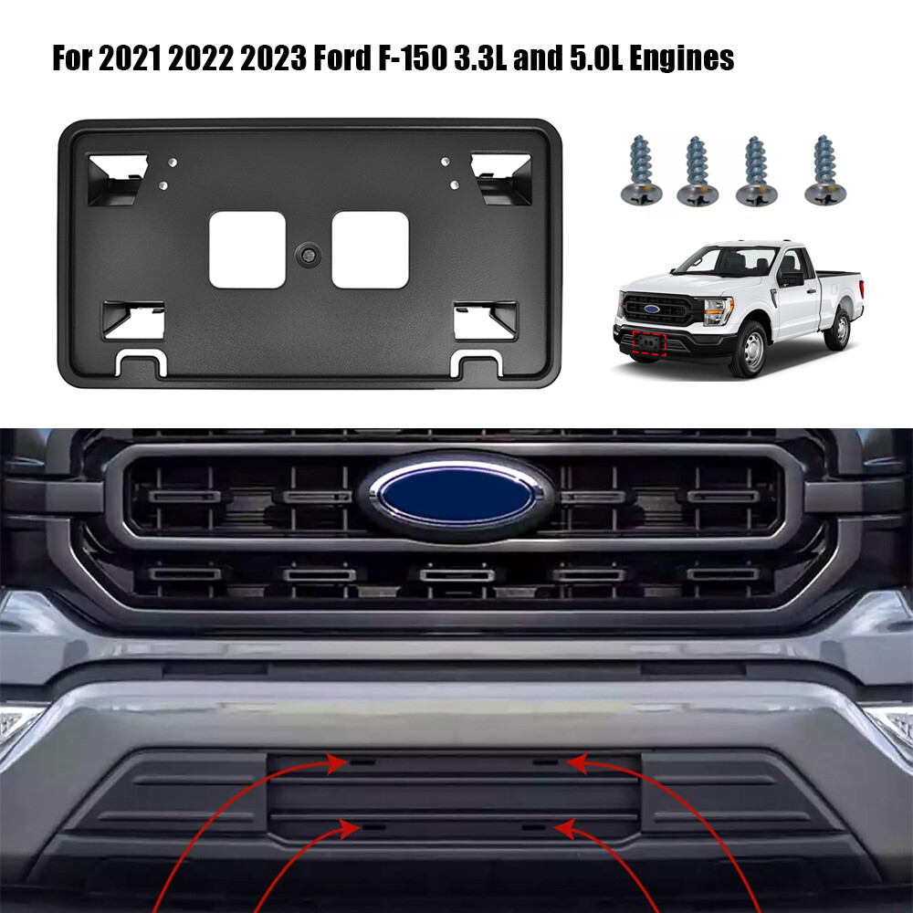 For 21-23 Ford F-150 5.0L 3.3L Front Bumper License Plate Bracket Mount Holder