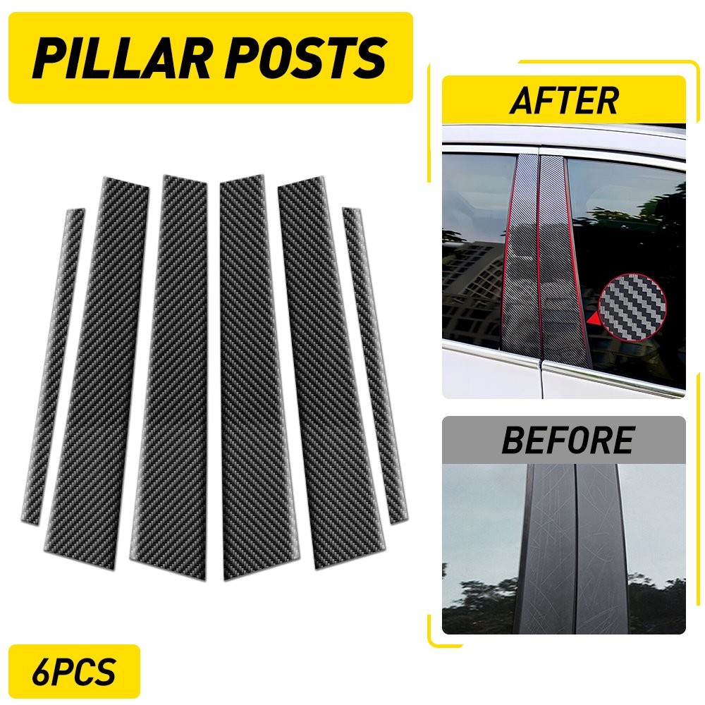 For G35 Infiniti G37 2002-2013 Carbon Fiber Window Pillar Posts Door Trim 6PCS