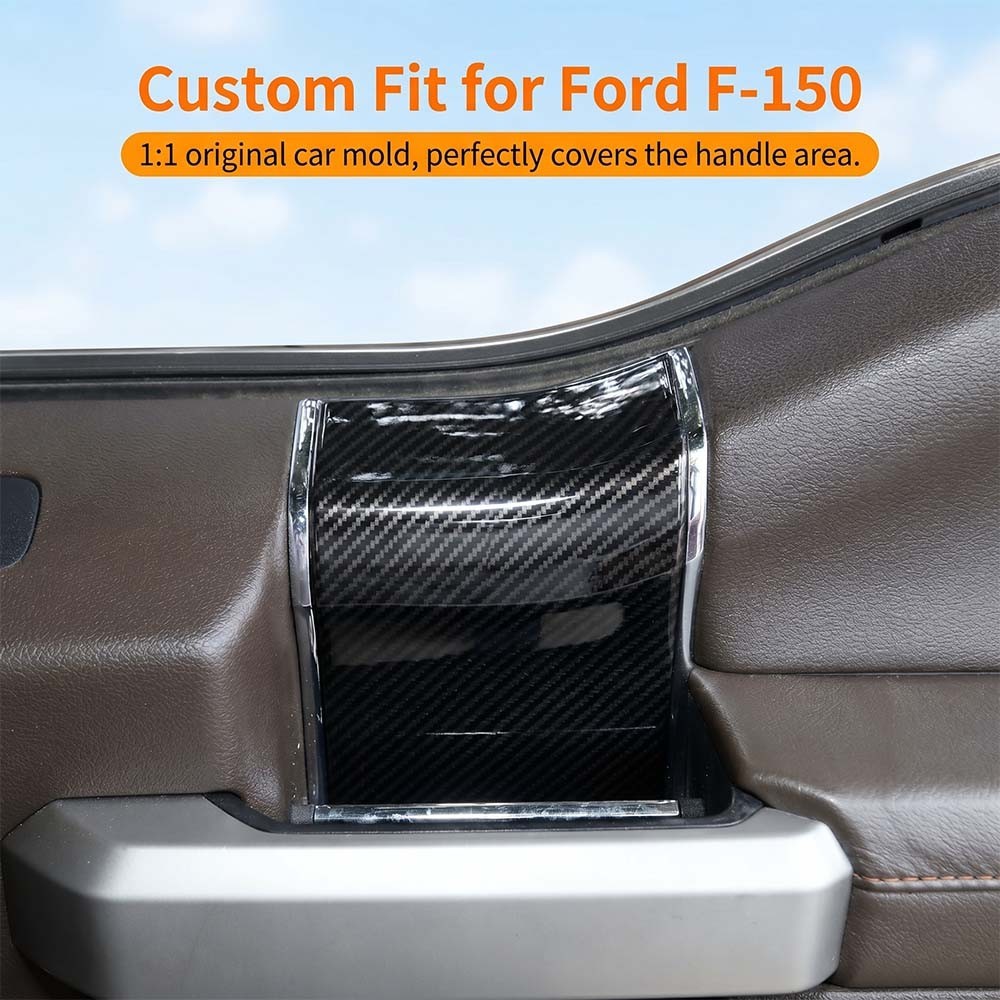 Interior Door Handle Panel Cover Top Trim Bezel For Ford F150 2015+Carbon Fiber