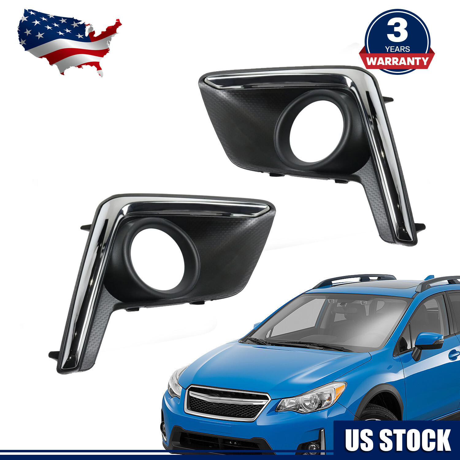 1 Pair Fog Lamp Cover Fog Light Bezel Trim For Subaru Crosstrek 2016-2017