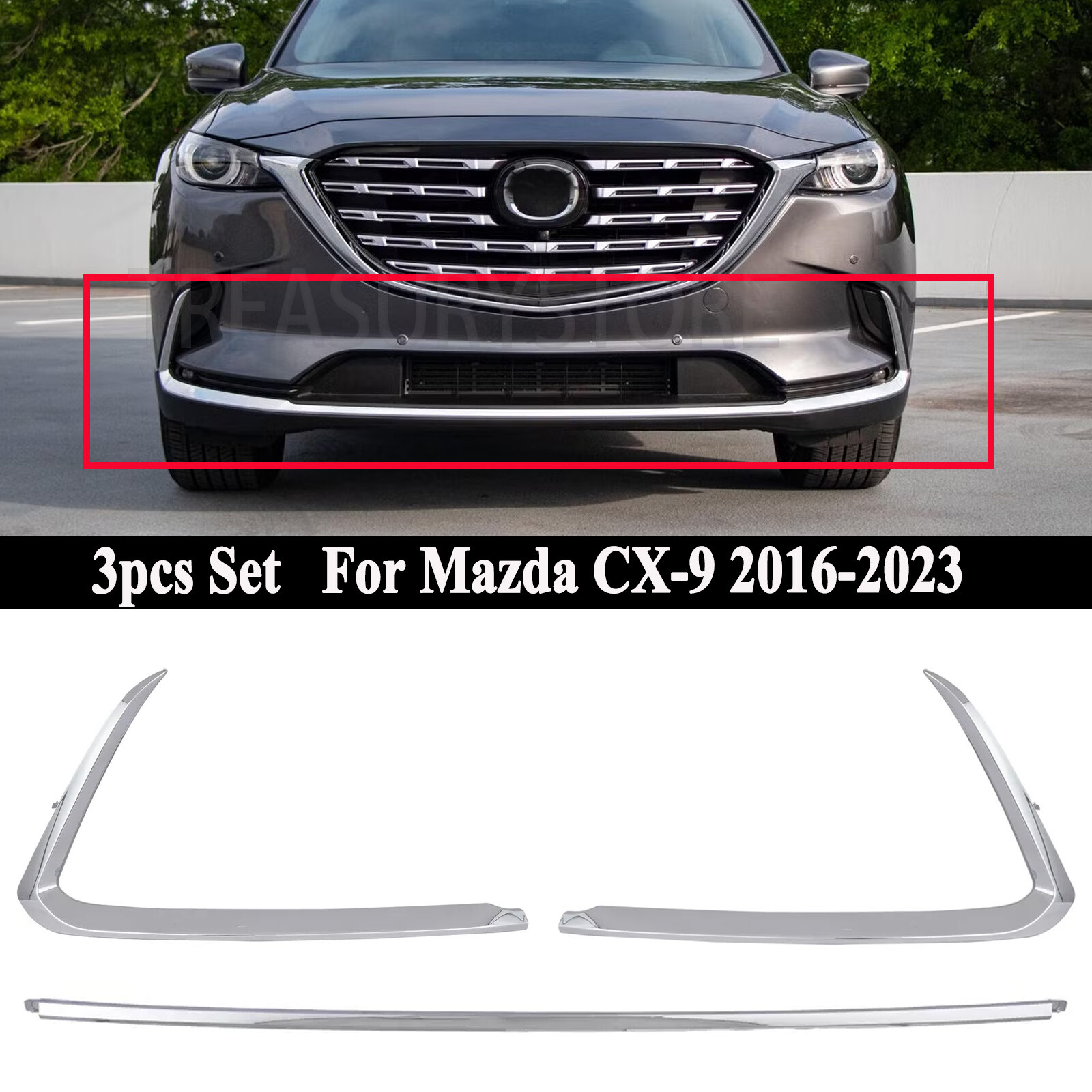 Front Left Right Bumper Face Bar Trim Molding Step Pad For Mazda CX-9 2016-2023