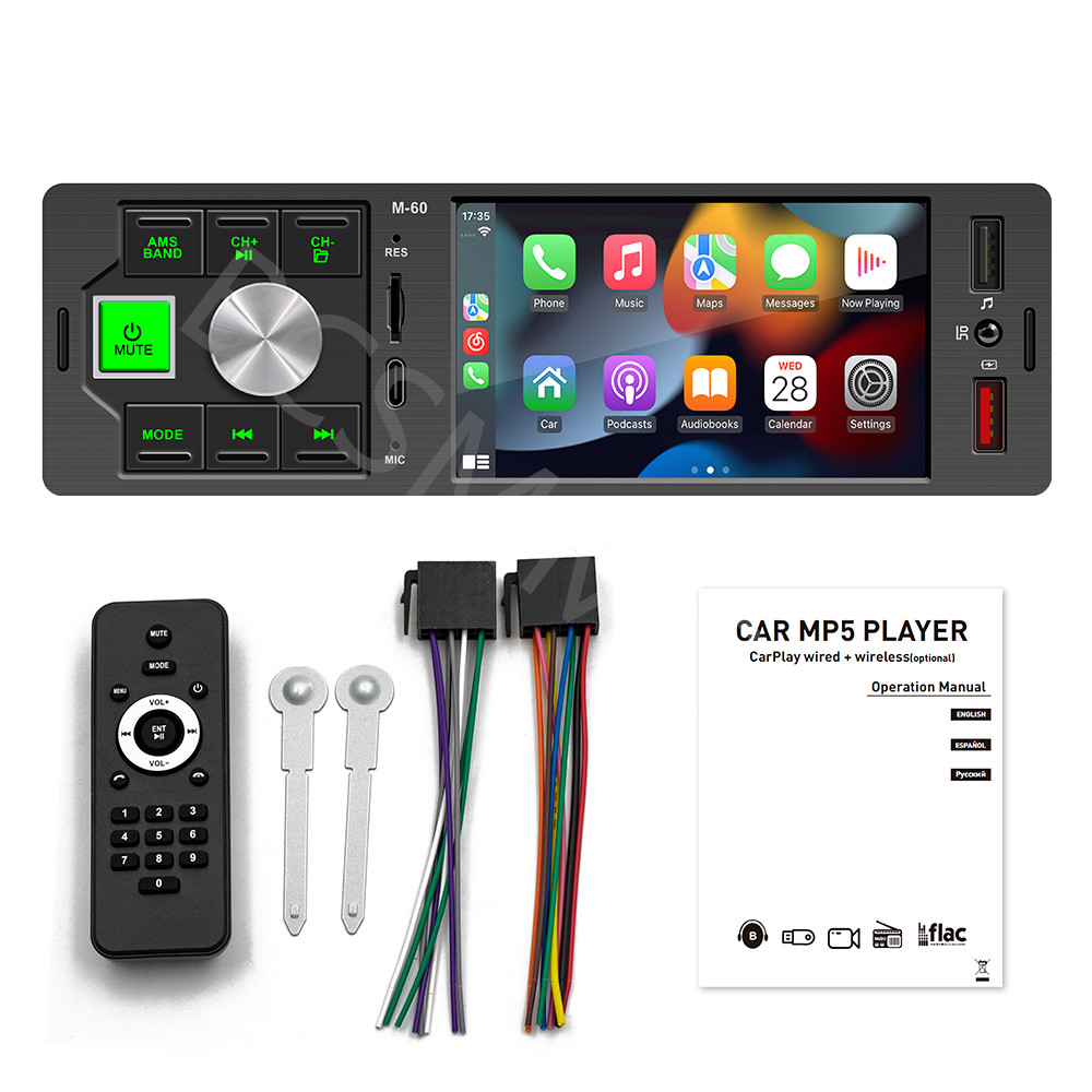 4.1in Car Radio Stereo Bluetooth Single 1Din CarPlay Android Auto TF/AUX/USB/FM