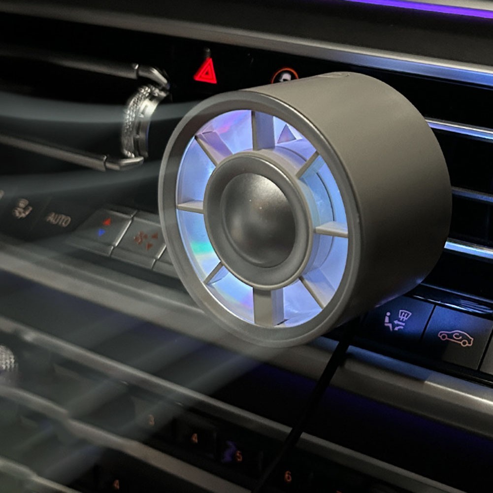 Car USB Cooling Fan Clip On for Air Vent with Colorful LED and 3 Speeds