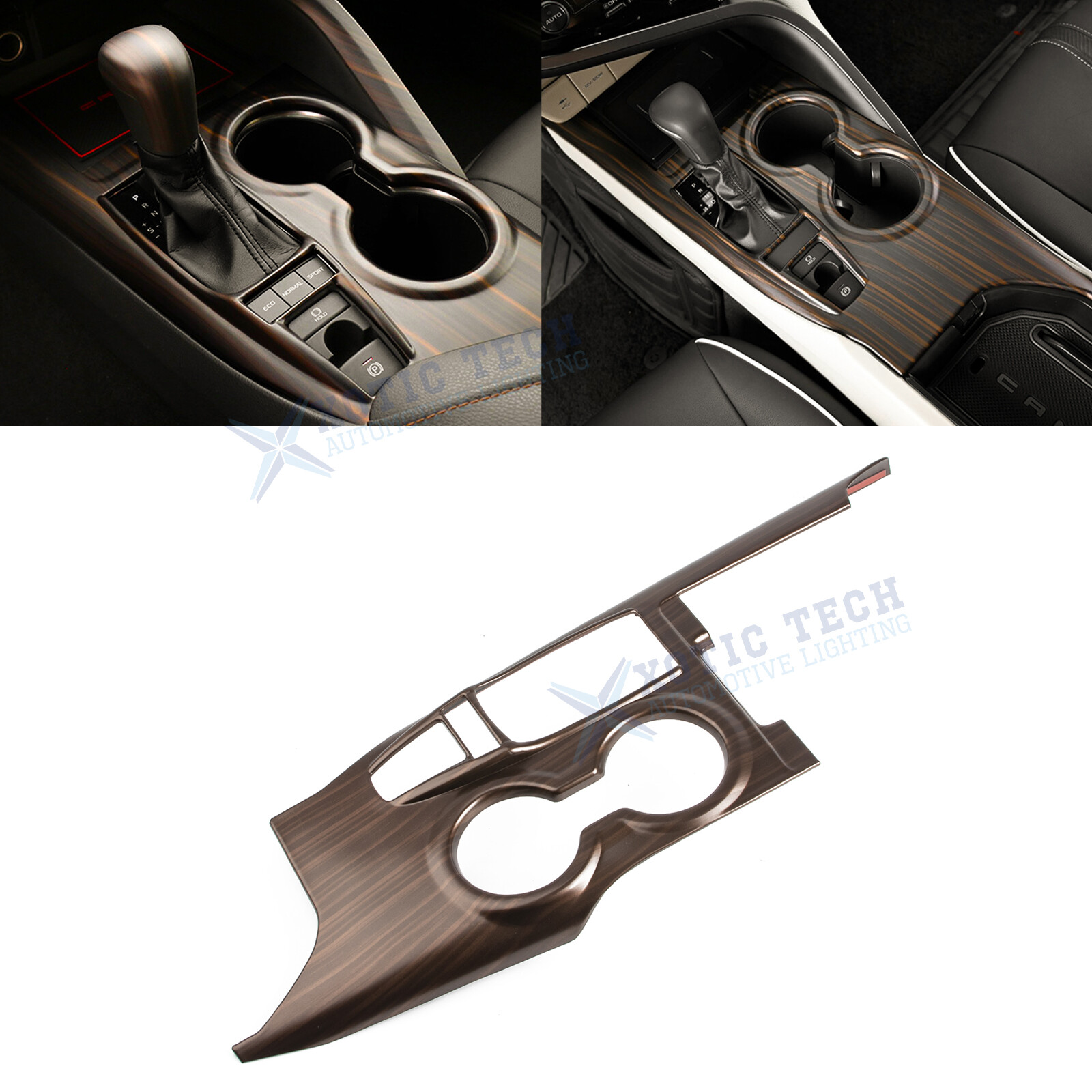For Toyota Camry SE LE TRD 2018-24 Wood Pattern Gear Shift Cup Holder Decor Trim