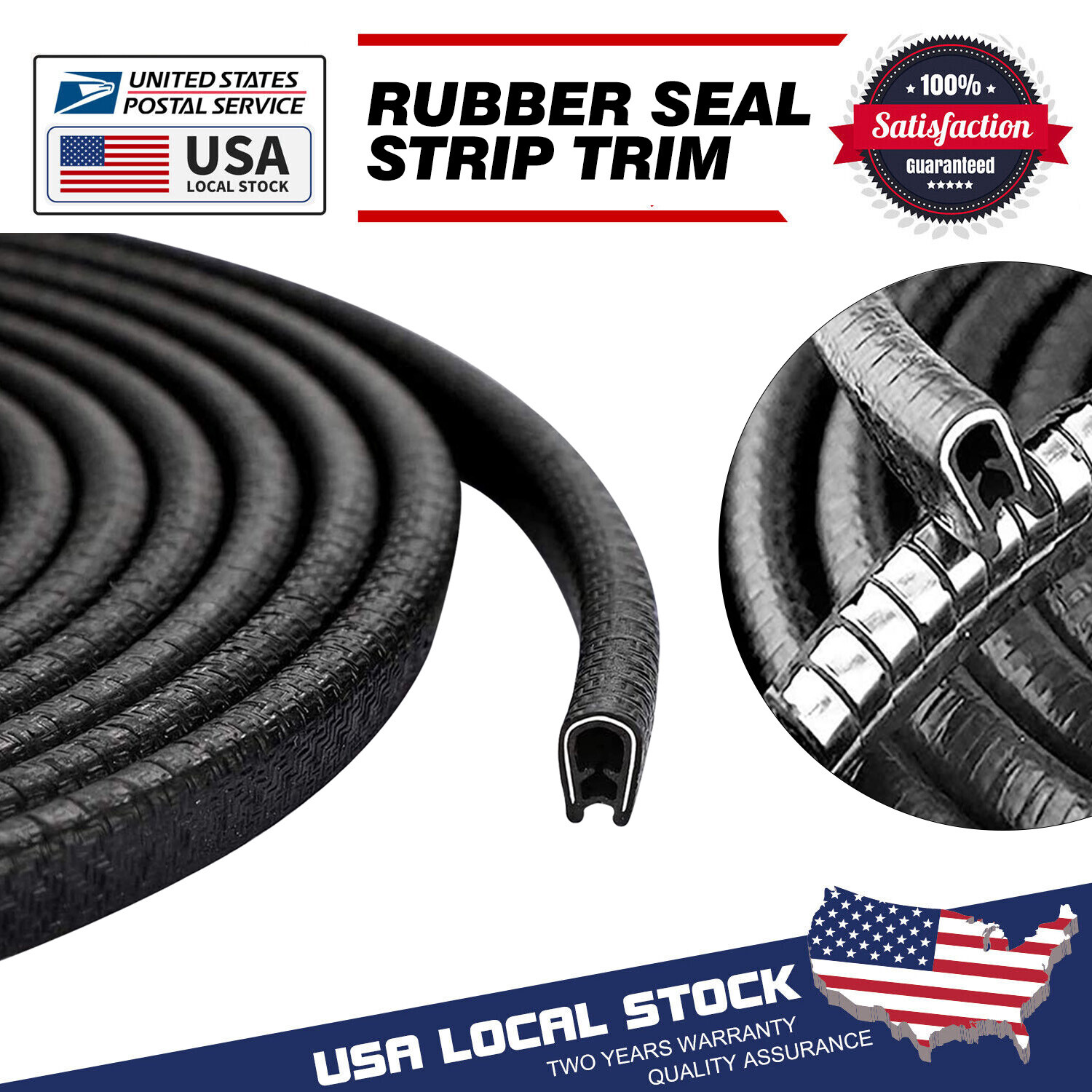 20Ft Car Door Edge Guard Moulding Trim Black Protector Strip Rubber Metal Seal