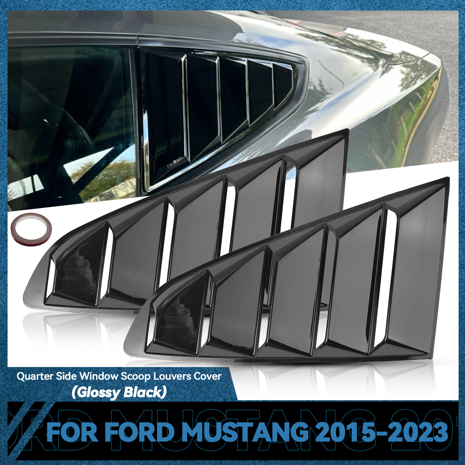 For Ford Mustang Side Vent Window 1/4 Quarter Scoop Louver Cover Accessories Car