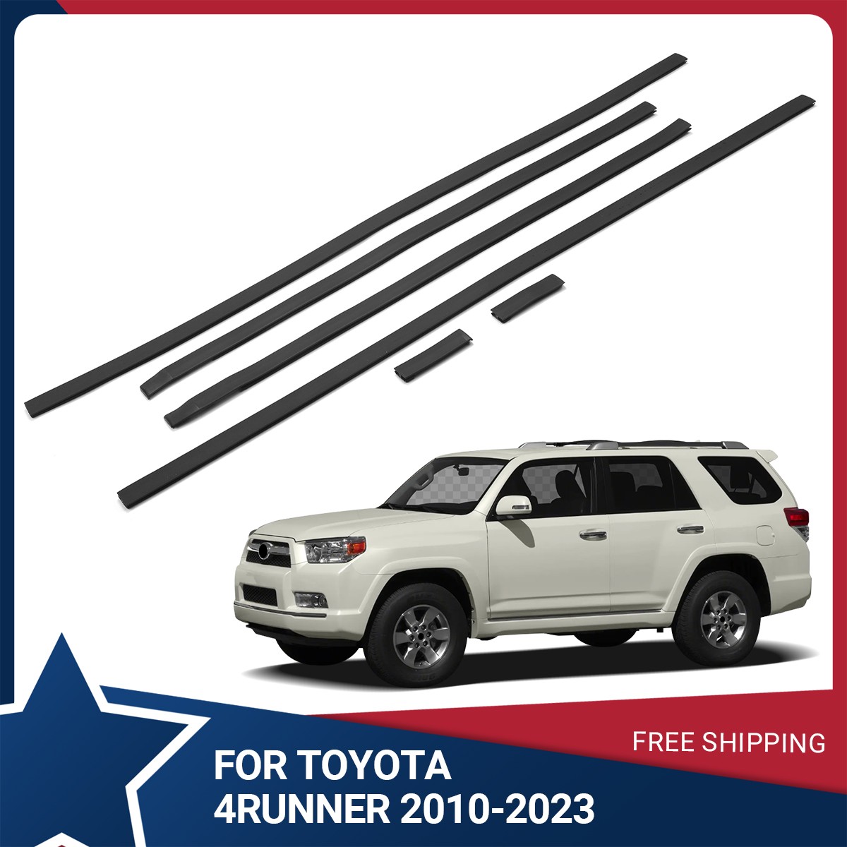 For TOYOTA 2010-2021 4RUNNER RIGHT & LEFT REAR FRONT ROOF DRIP SIDE MOLDING 4PCS