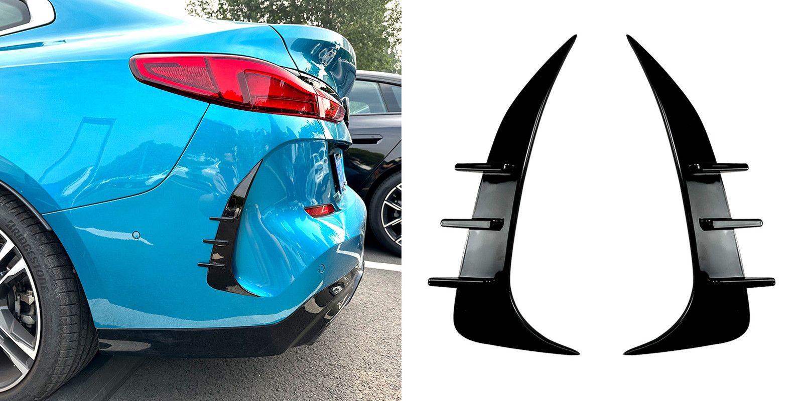 For 2020-2024 BMW 2 Gran Coupe F44 M Sport Black Rear Side Vent Spoiler