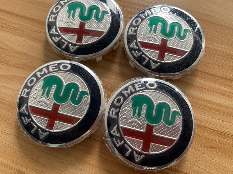 4x 60mm Alfa Romeo Alloy Wheel Centre Cap Silver Set Decal Emblem Badge Logo