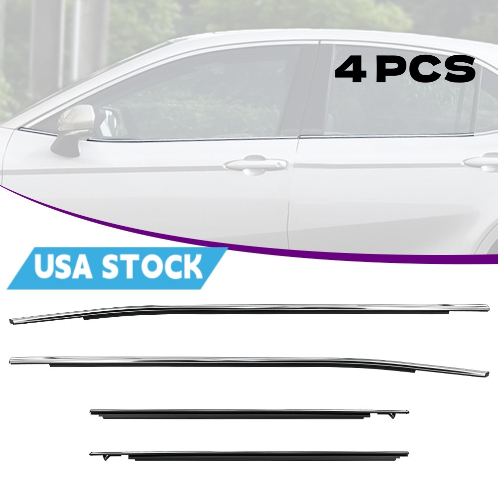 4PCS Fits 2018-2023 Toyota Camry Door Belt Molding Chrome Trim Left Right Sides