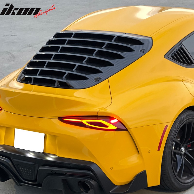 Fits 20-23 Toyota GR Supra A90 IKON Rear Window Louver PP Carbon Fiber Print