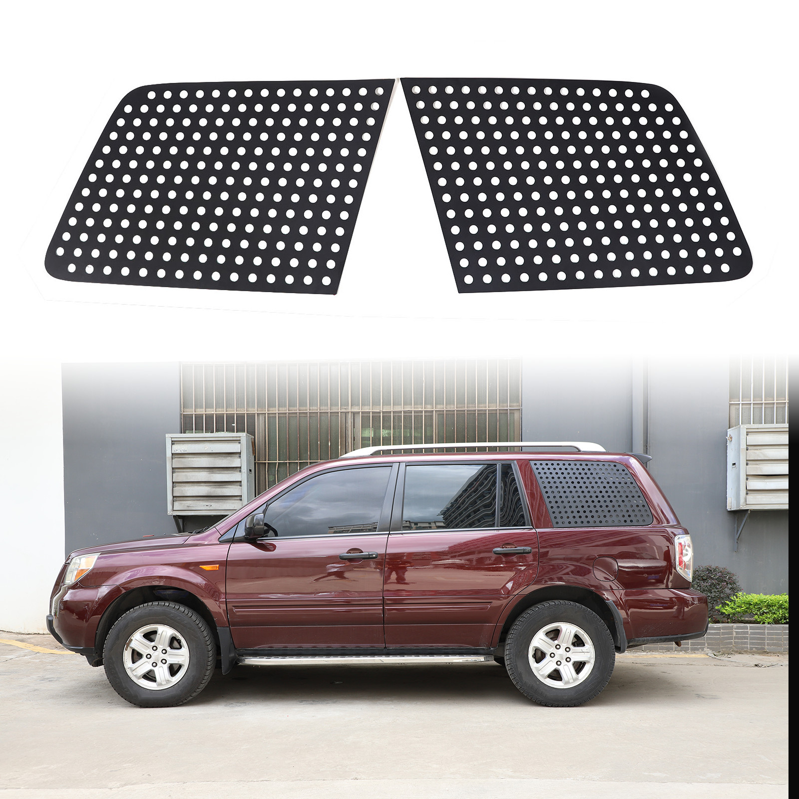 Black Aluminum Alloy Rear Triangle Window Cover Trim For Honda Pilot 2003-2008