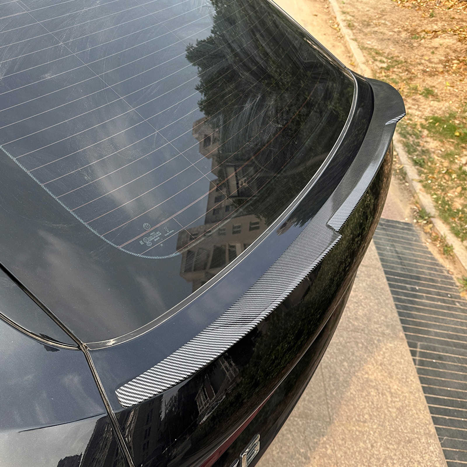 1x Carbon Look Rear Trunk Spoiler Lip Roof Wing For BMW X6 G06 2019-2025 Bodykit