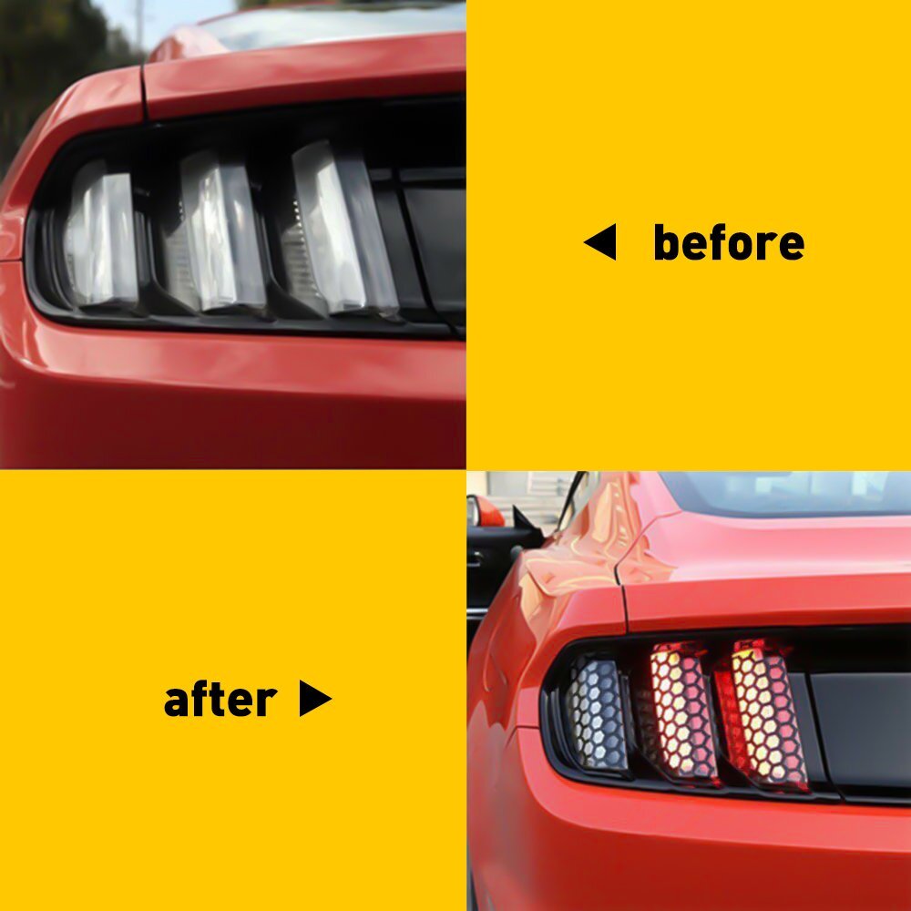 2* Car Rear Tail Light Cover Black Honeycomb Sticker Tail-lamp Decal Accessorie