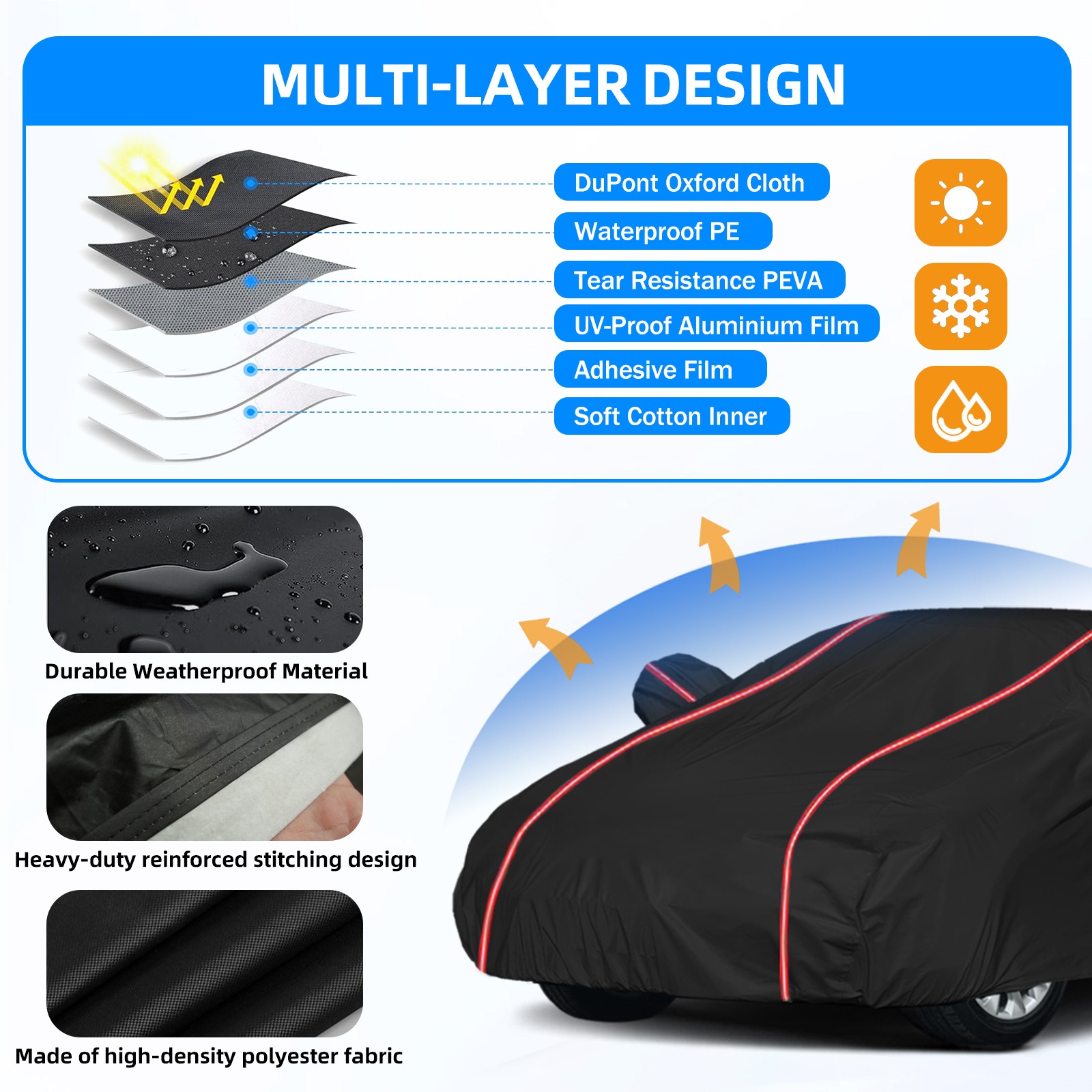 Heavy Duty Outdoor Car Cover Dust UV Protection 100% Waterproof For Honda Accord