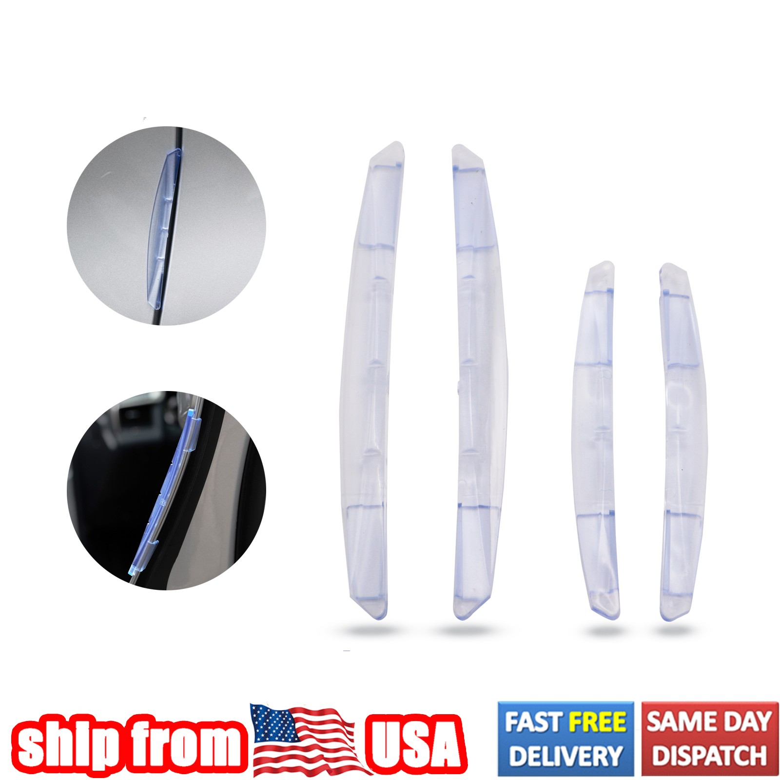 4Pcs.Auto Door Edge Scratch Protector Guard Strip Anti-collision Universal Clear