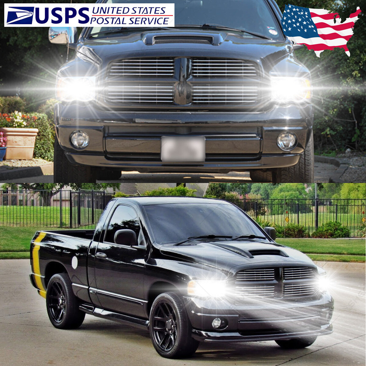 For 2003 2004 2005 Dodge Ram 1500 2500 3500 6000K LED Headlight Bulbs Hi-Lo Beam