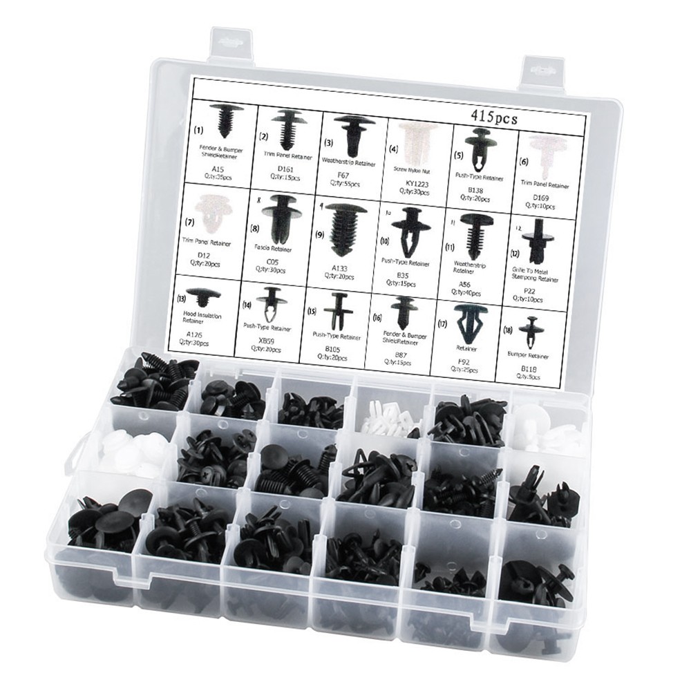 415PCS Bumper Car Clips Retainer Plastic Rivets Push Retainer Fasteners Kit