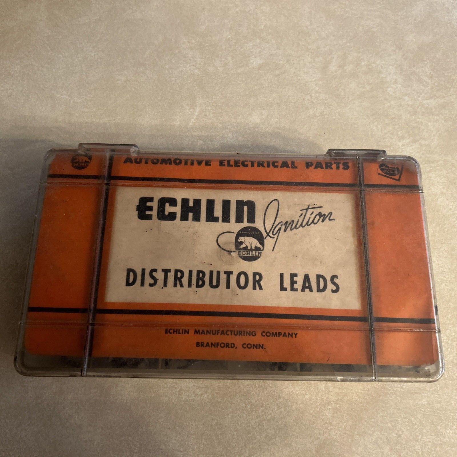 VINTAGE ECHLIN IGNITION DISTRIBUTOR LEADS ASSORTMENT PART TRAY NOS GM MOPAR FORD