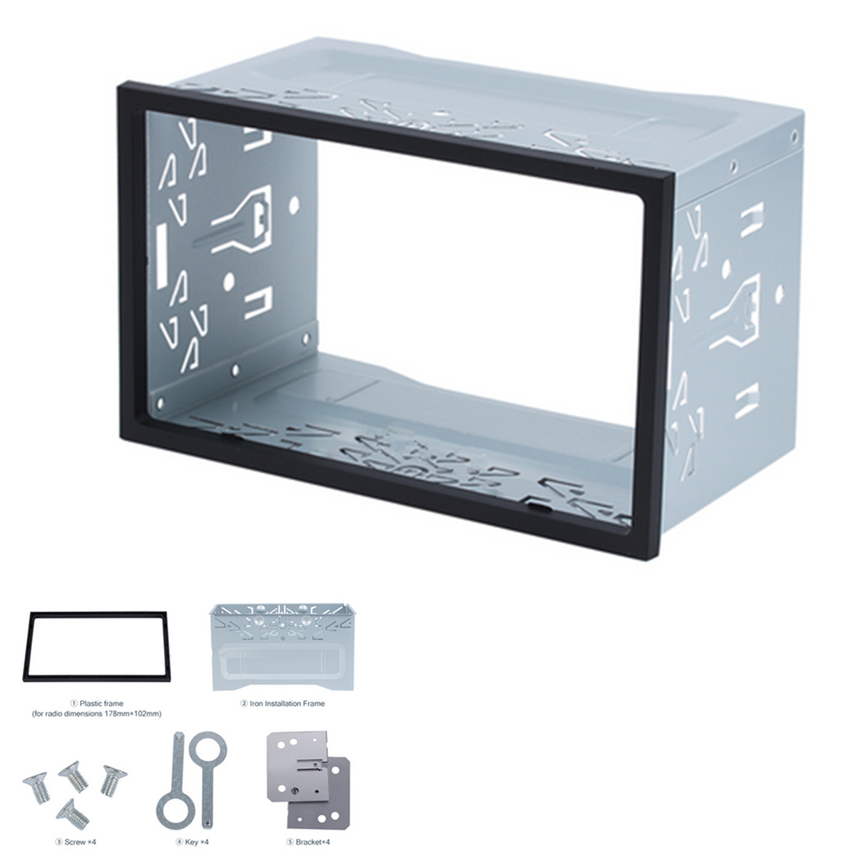 Double 2Din Radio Stereo Install Bezel Panel Mount Dash Kit Fit For Car SUV