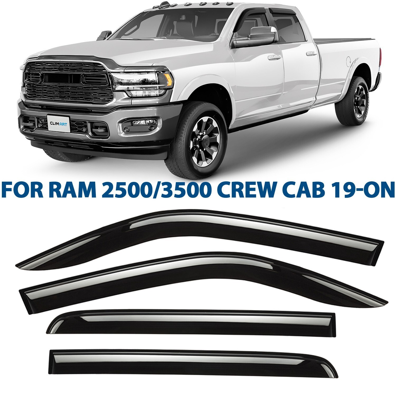 Rain Guards Vent Visors Shade for 2019-2024 Dodge Ram 2500/3500 Crew Cab