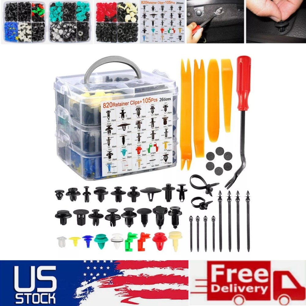 925Pcs Car Body Plastic Push Pin Rivet Fasteners Trim Panel Moulding Auto Clips