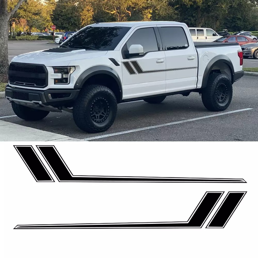 Fit Ford F150 F250 Black Sport Side Door Hockey Stripe Decal Sticker Vinyl 2Pcs