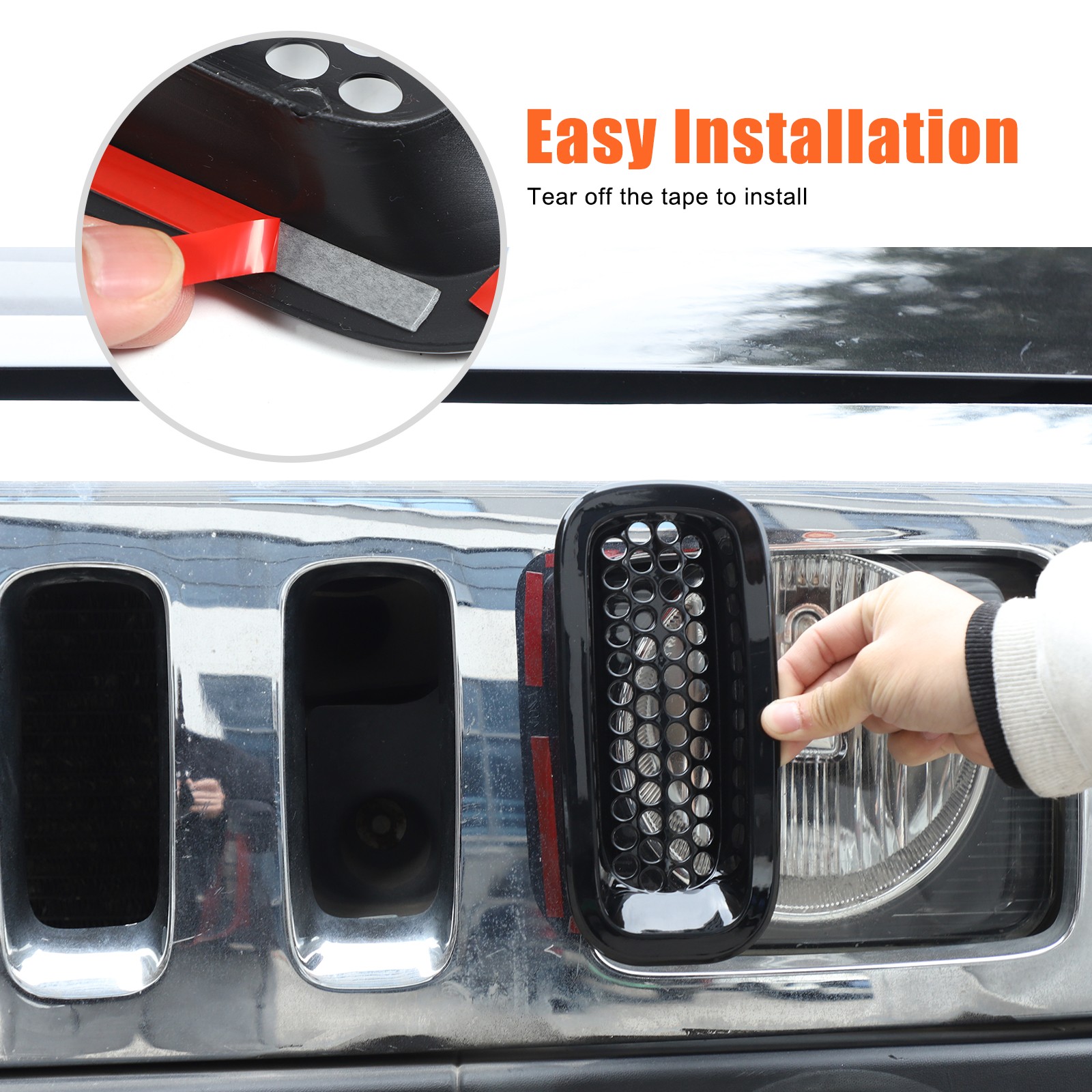 ABS Gloss Black Grille Insert Guard Insect Screen Trim For Hummer H3 2005-2009