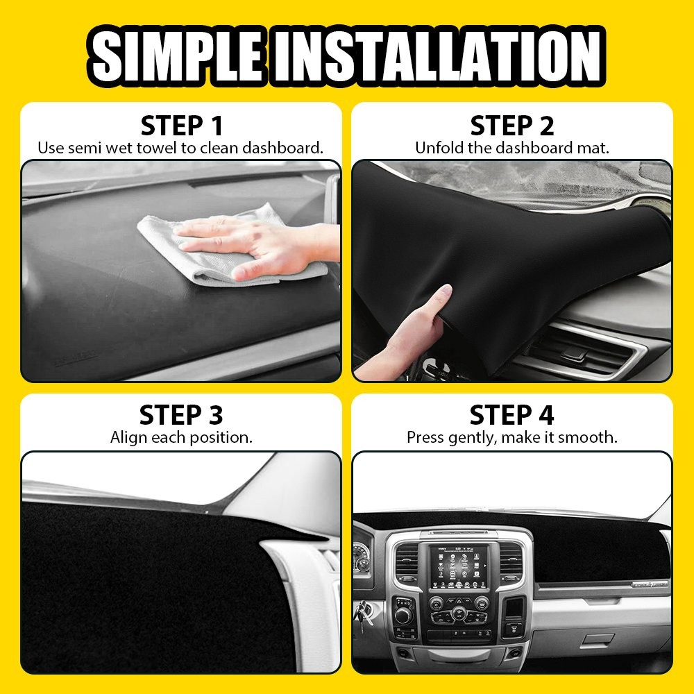 Dashboard Mat Cover Dash Carpet For Ram 1500 2500 3500 2011-2018 Dash-Mat Black