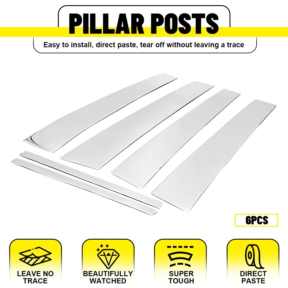 6X For Cadillac Deville/DTS 00-11 Chrome Pillar Posts Cover Door Window Decal EA