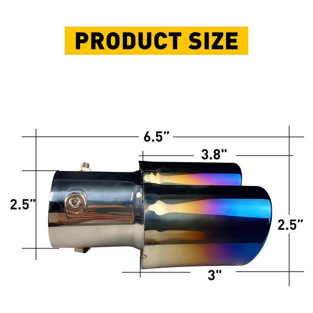 Car Auto Blue Rear Exhaust Pipe Tail Tip Muffler Throat Tailpipe Auto Parts NEW