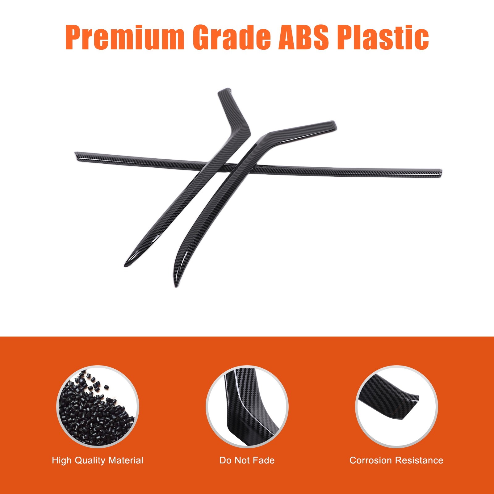 Front Hood Trim ABS Carbon Fiber Texture 3Pcs For Toyota Grand Highlander 2024+
