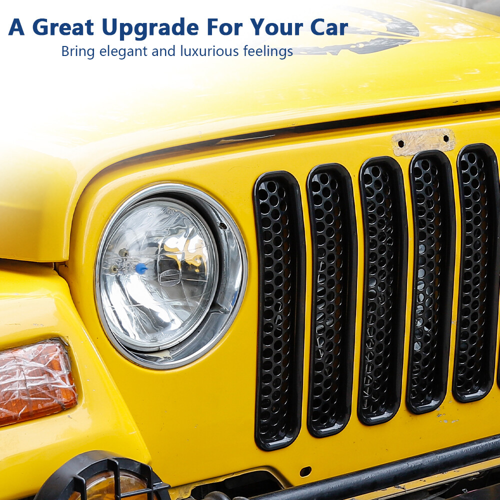 Honeycomb Mesh Front Grill Inserts Kit fit Jeep Wrangler TJ Unlimited 1997-2006