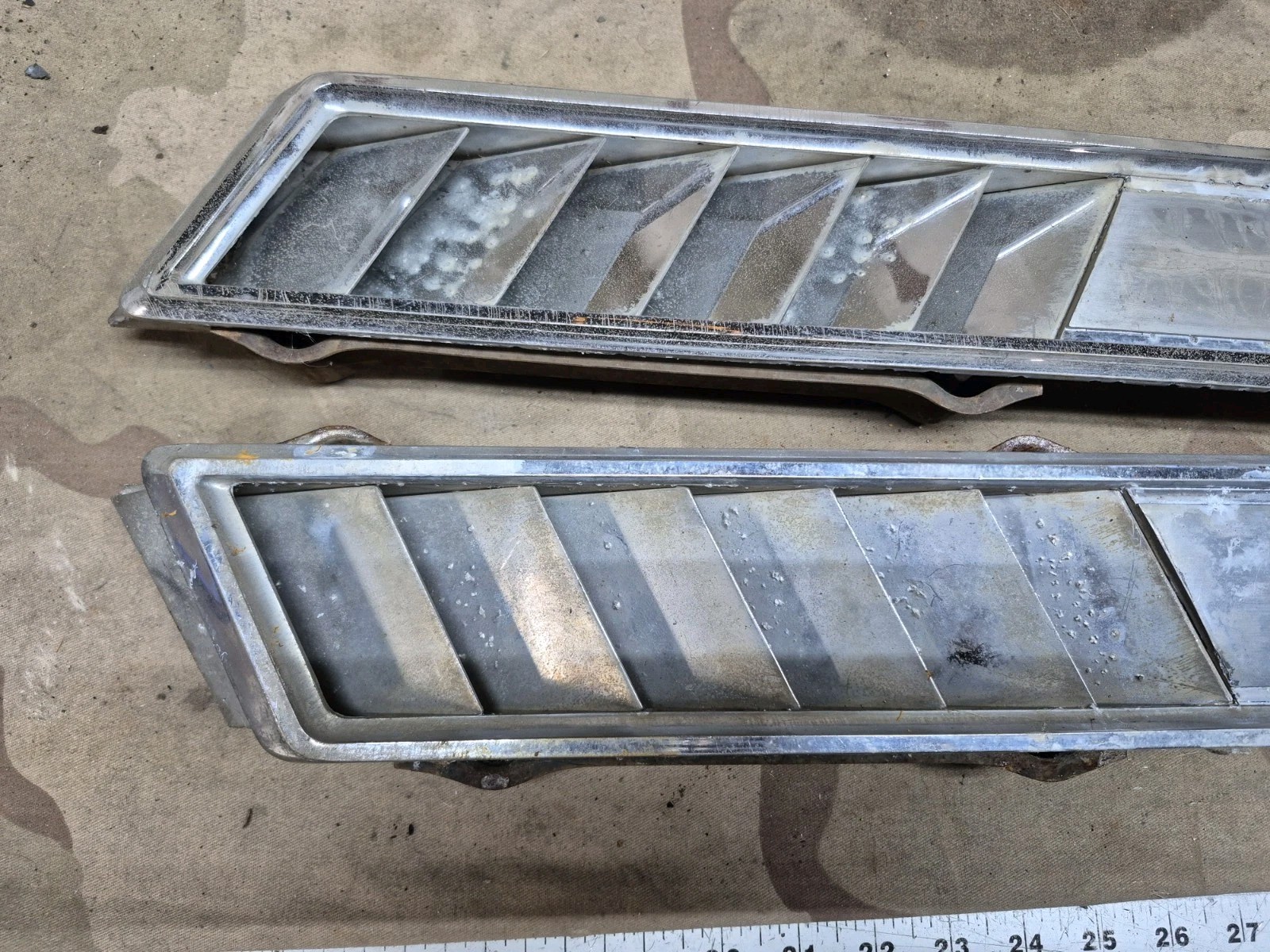 1966 Oldsmobile Starfire left Right Fender Moulding Vents OEM Trim Chrome