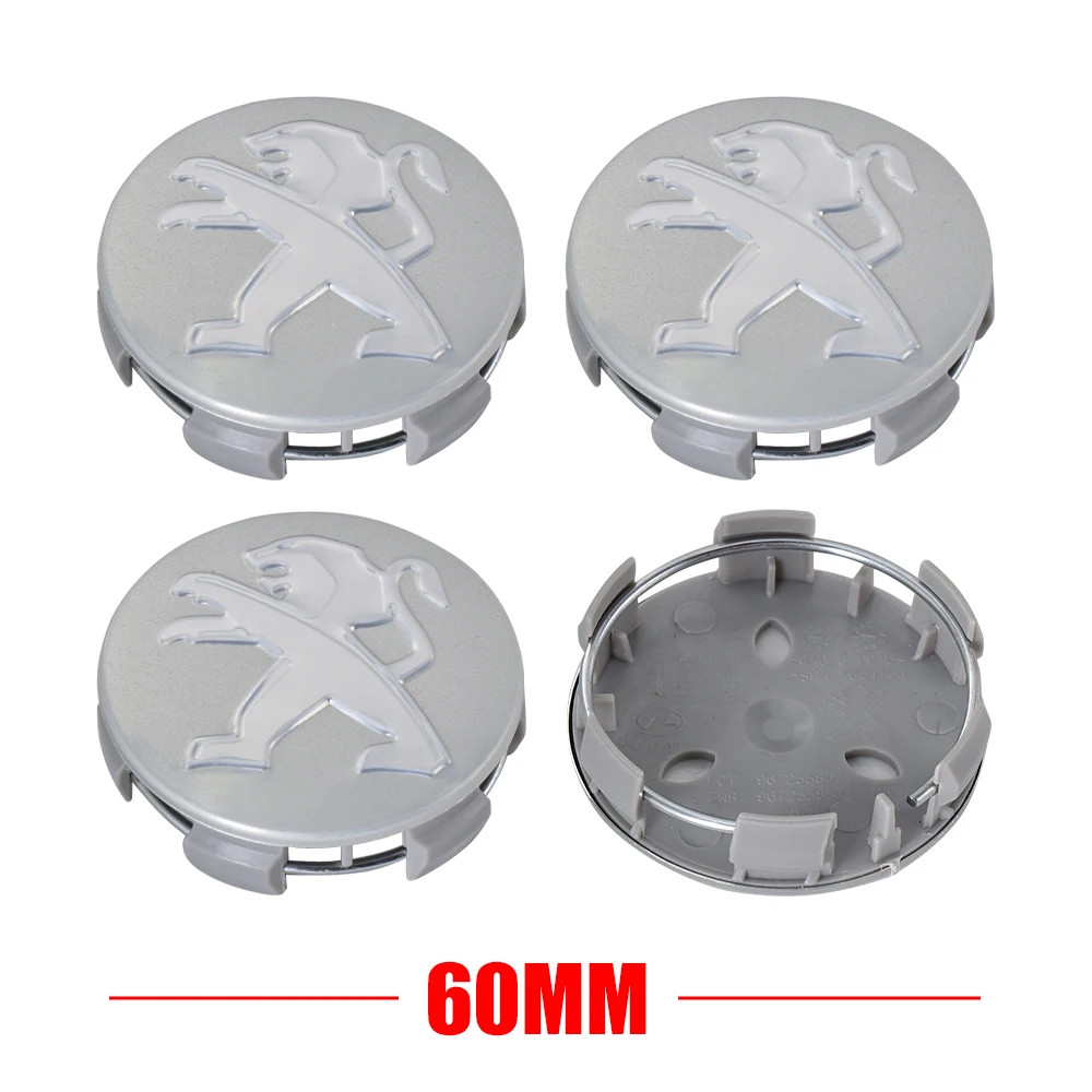 56/60mm Original 4-Piece Car Wheel Center Hub Cover Badge Cover for Peugeot