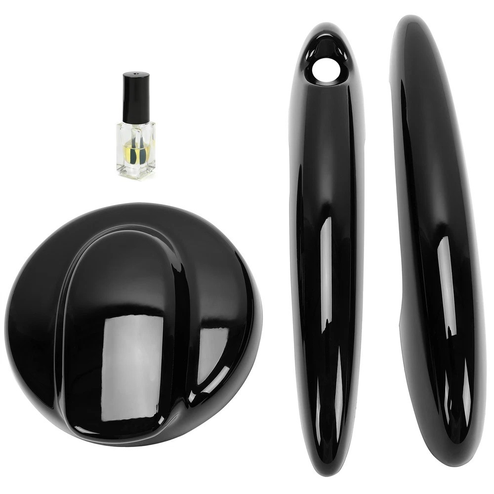 BLACK Door Handle Covers & Gas Tank Cap For MINI R55 Cooper S 07-14 / R56 06-13